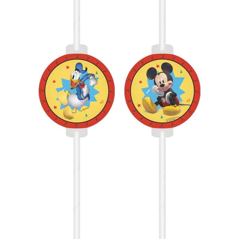 Mickey Jump Into Fun Medallion Paper Drinking Straws pack of 4 FSC-certified with playful designs