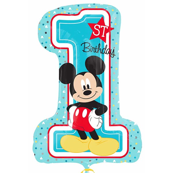 Mickey Mouse 1st Birthday Supershape Foil Balloon, 48 x 71 cm for Kids’ Parties