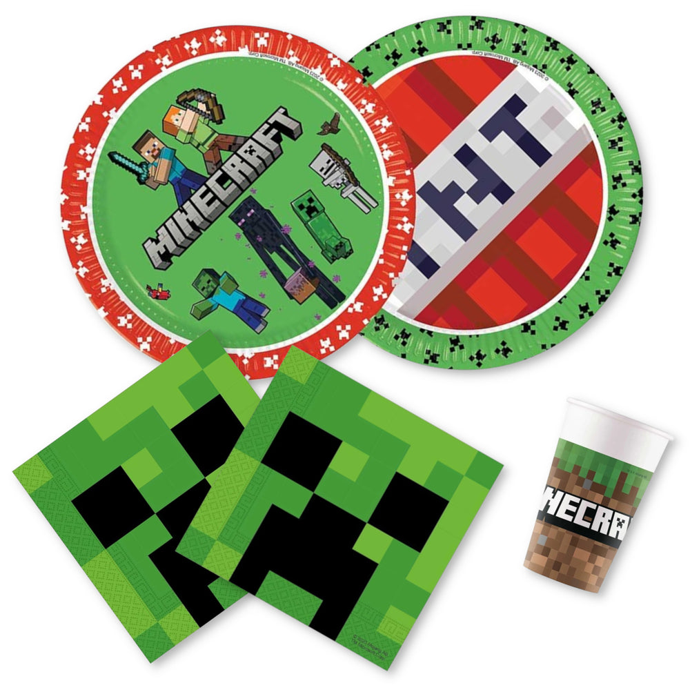 Minecraft Party Pack for 16 – Plates, Cups, Napkins - Anilas UK
