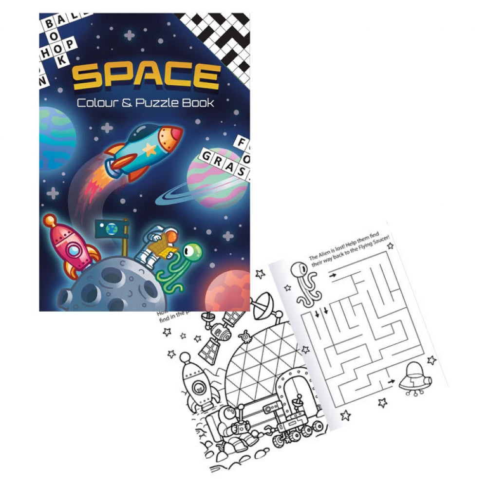 Mini Space Colouring & Puzzle Book front view