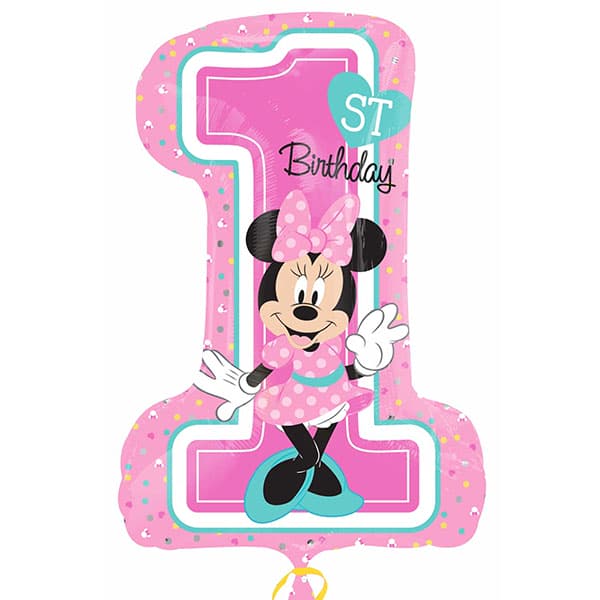 Minnie Mouse 1st Birthday Supershape Foil Balloon, 48 x 71 cm for Kids’ Parties