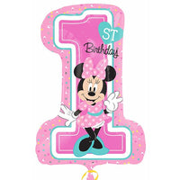 Minnie Mouse 1st Birthday Supershape Foil Balloon, 48 x 71 cm for Kids’ Parties