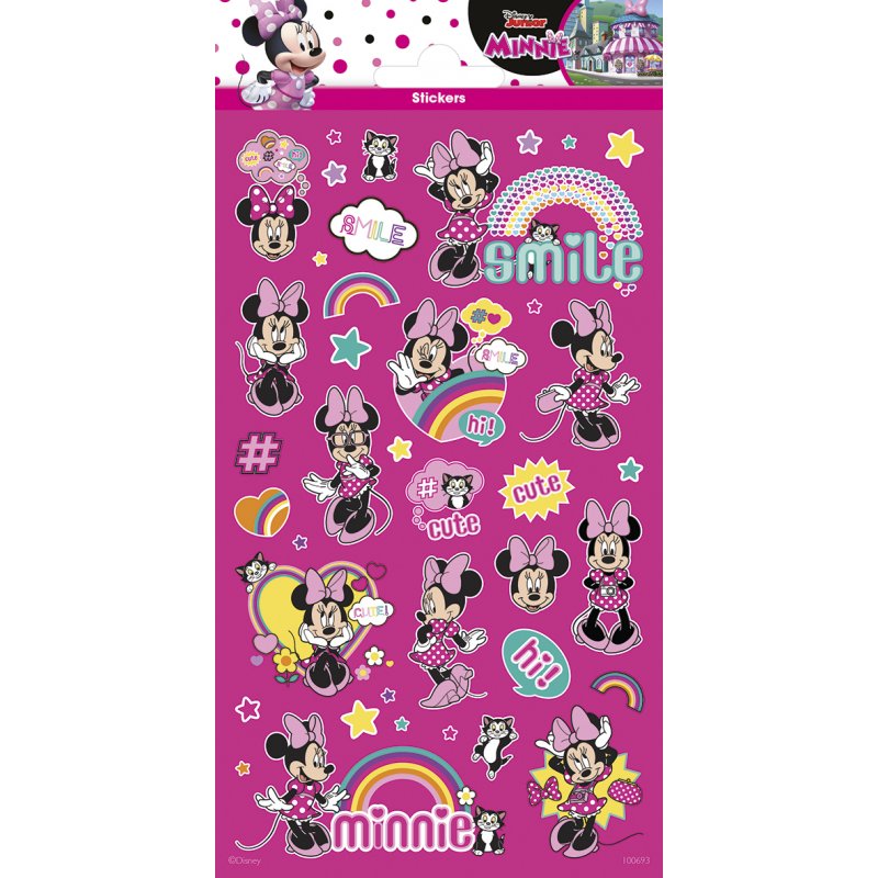 Minnie Mouse Glitter Stickers Sheet 102 x 200mm with 30 stickers