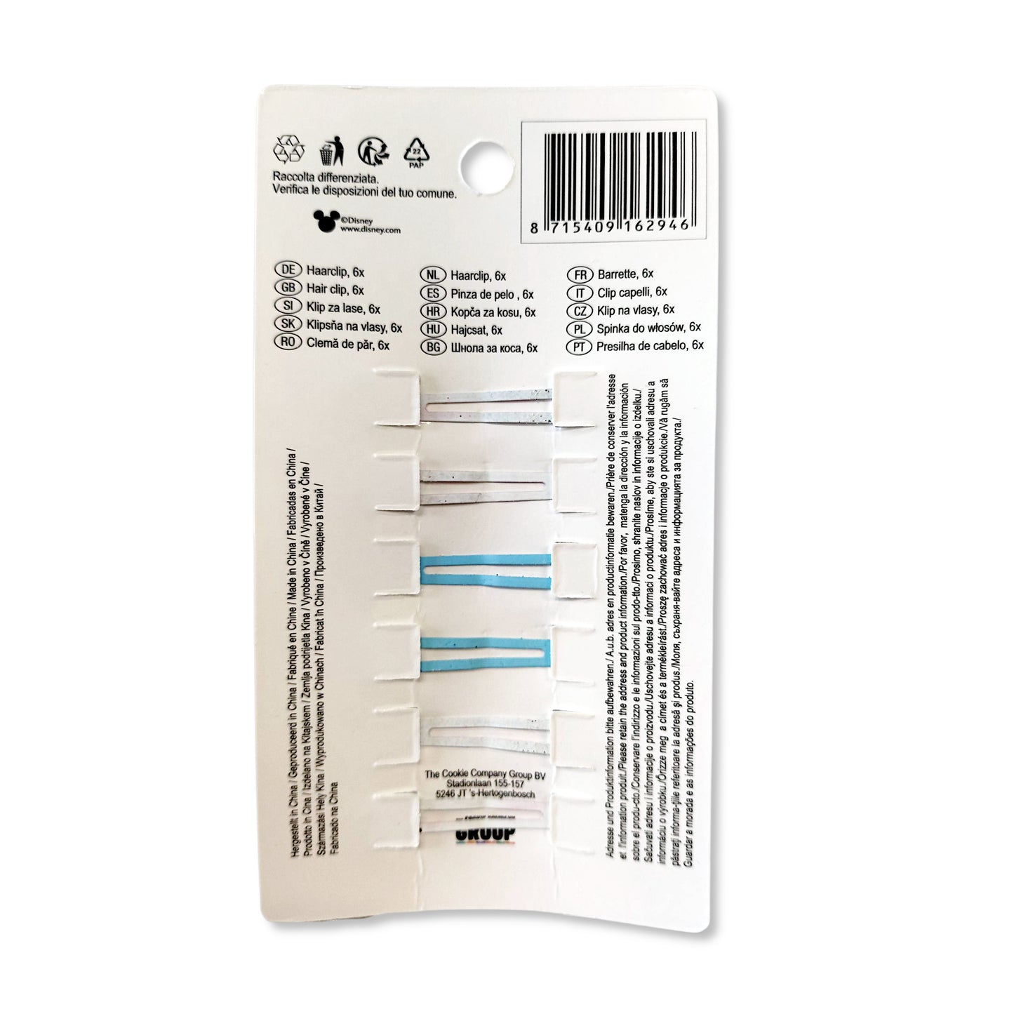 Pack of 6 Minnie Mouse Hair Snap Clips back view showing padded grips for a secure yet gentle hold on fine hair