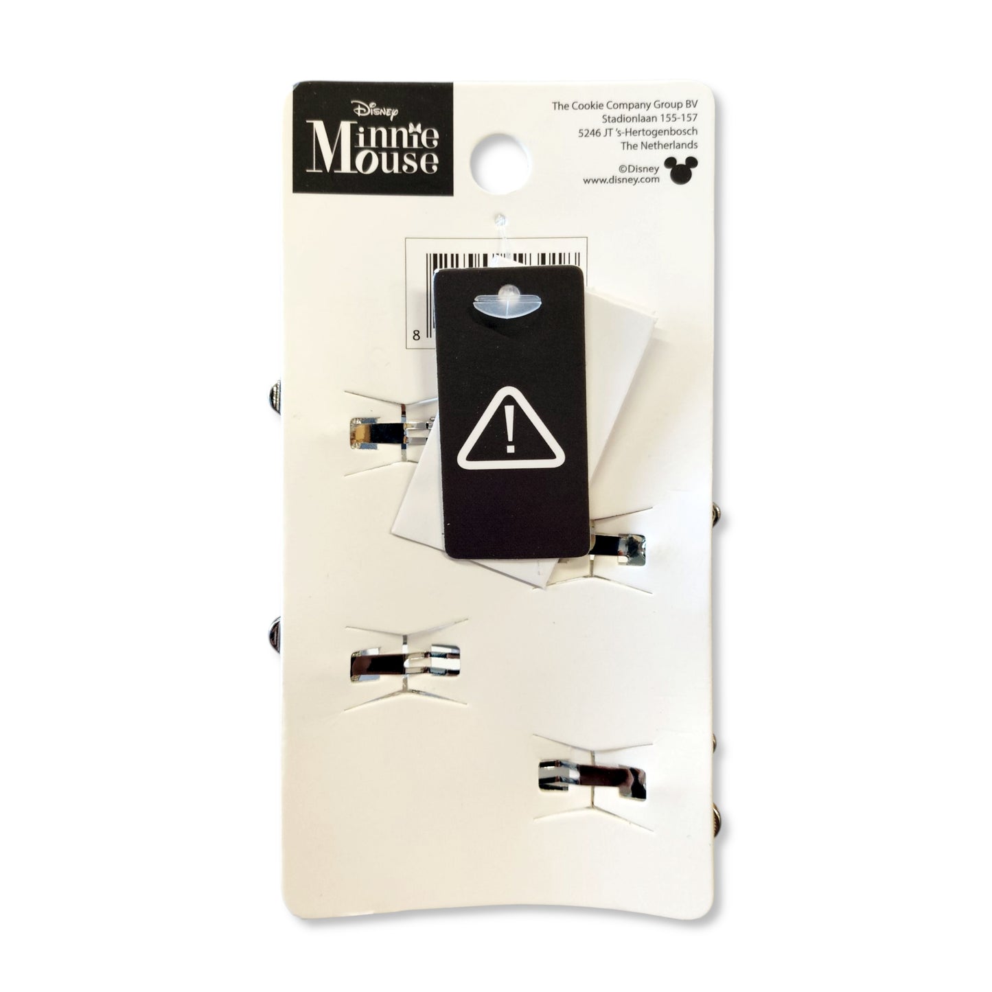 Pack of 4 Minnie Mouse Hair Snap Clips back view displaying secure fabric-lined grips for gentle hold