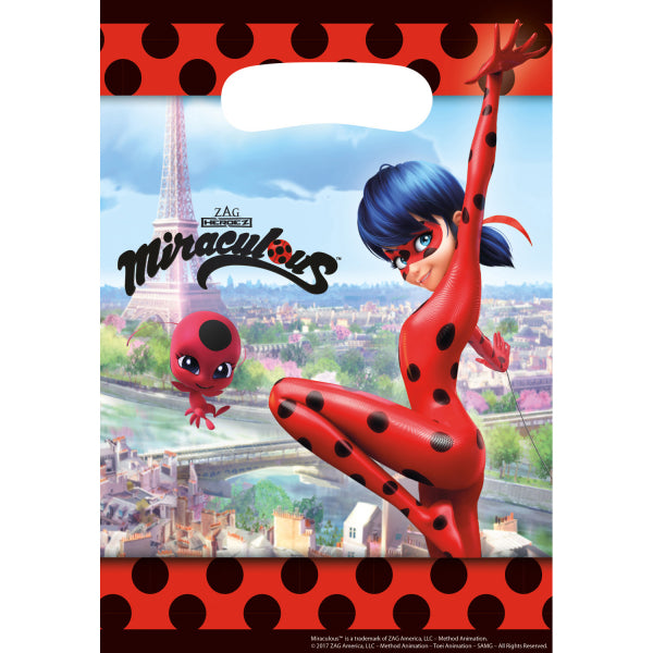 Miraculous Ladybug 8 Plastic Loot Bags for kids’ themed parties