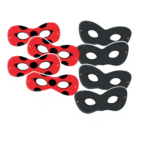 Miraculous Paper Face Masks Pack of 8 for Party Favours