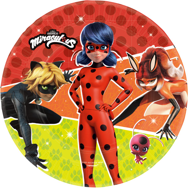 Miraculous Round Paper Plates 23cm Pack of 8 for Party Tableware