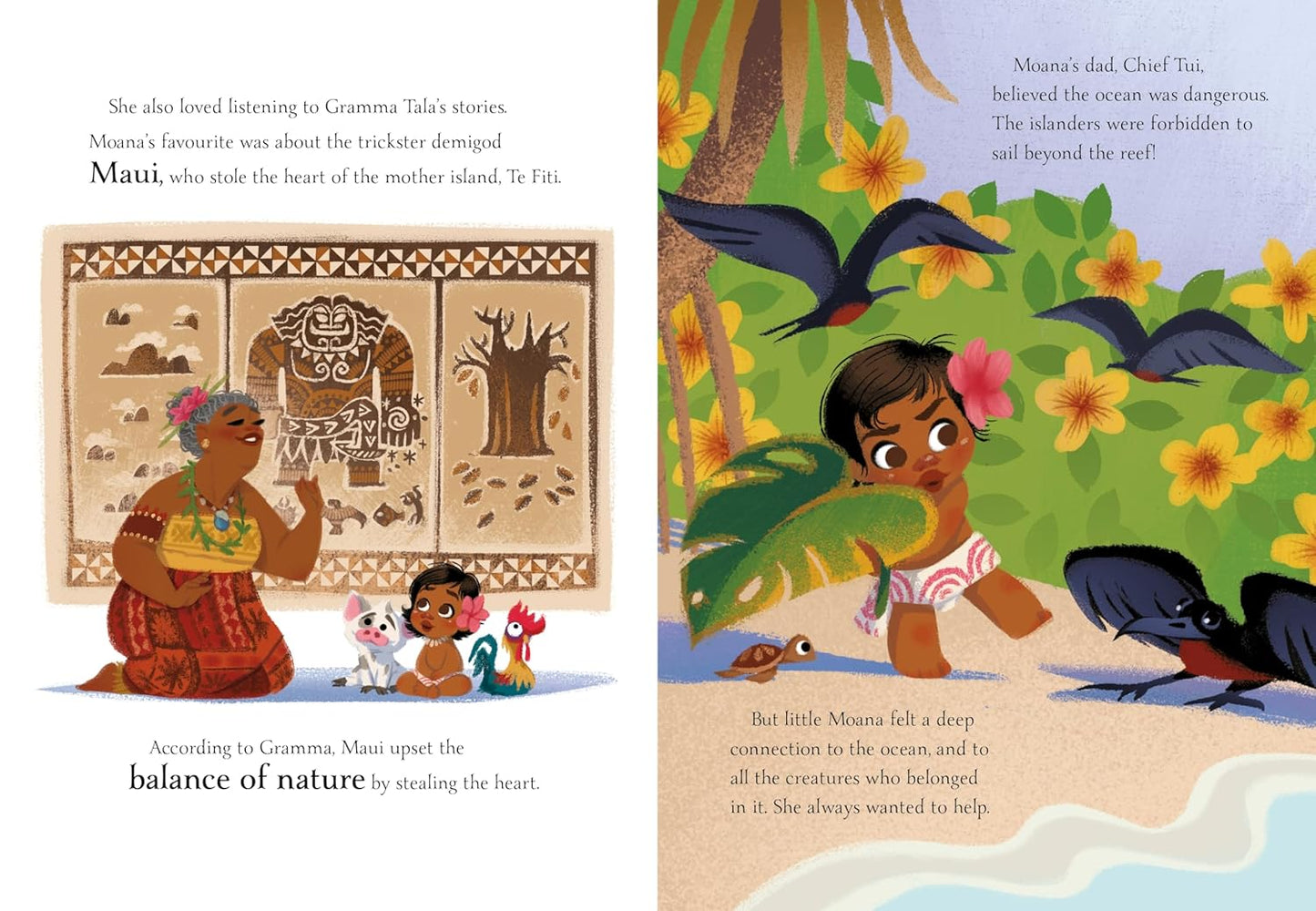 Story page with Moana and Maui from Golden Tales