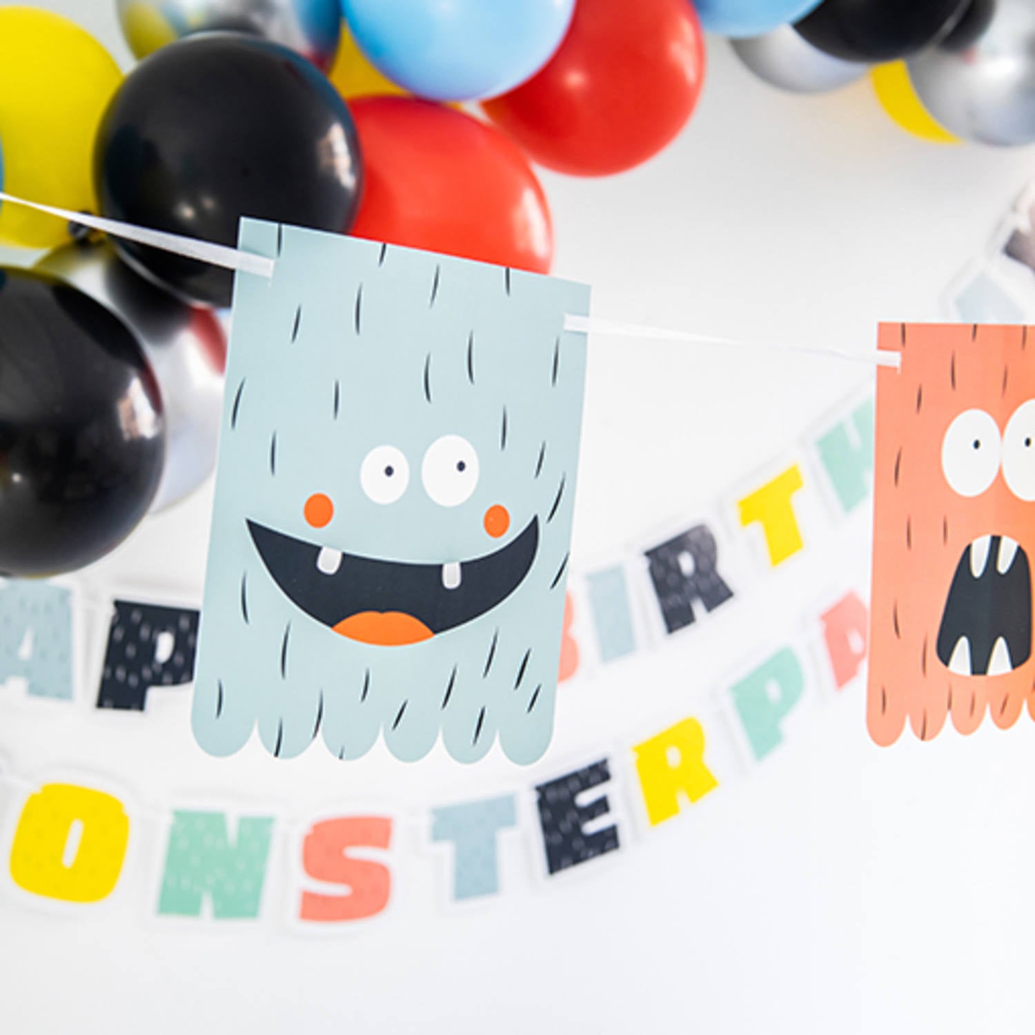 Close-Up of Monster Bash 18 x 21 cm Flags with Ghoulish Designs