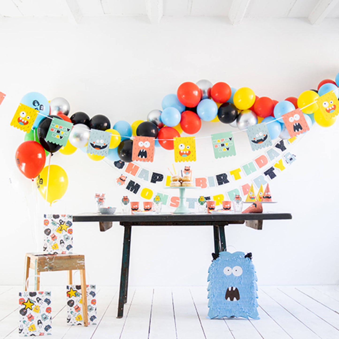 Monster Bash Bunting Garland Hung at Children’s Themed Celebration