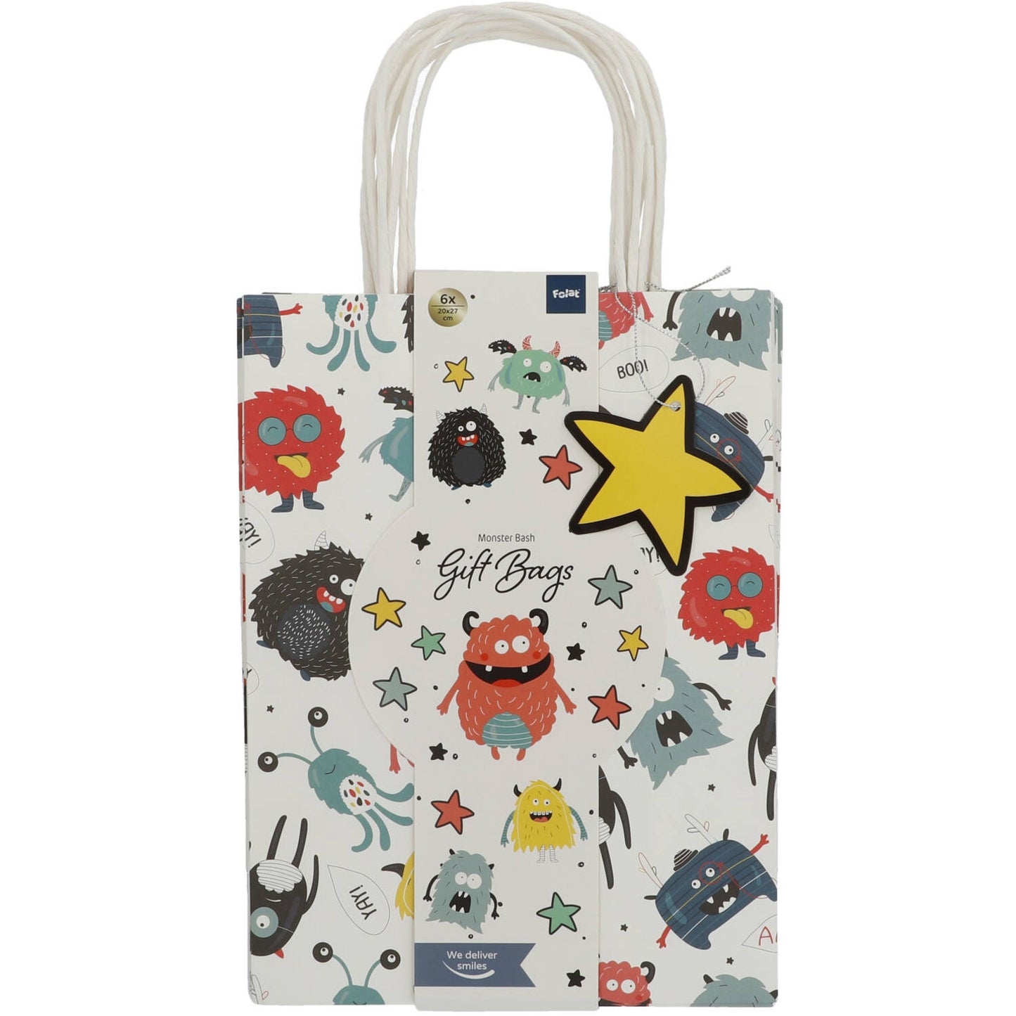 Close-Up of Monster Bash Gift Bag with Name Tag and Monster Design