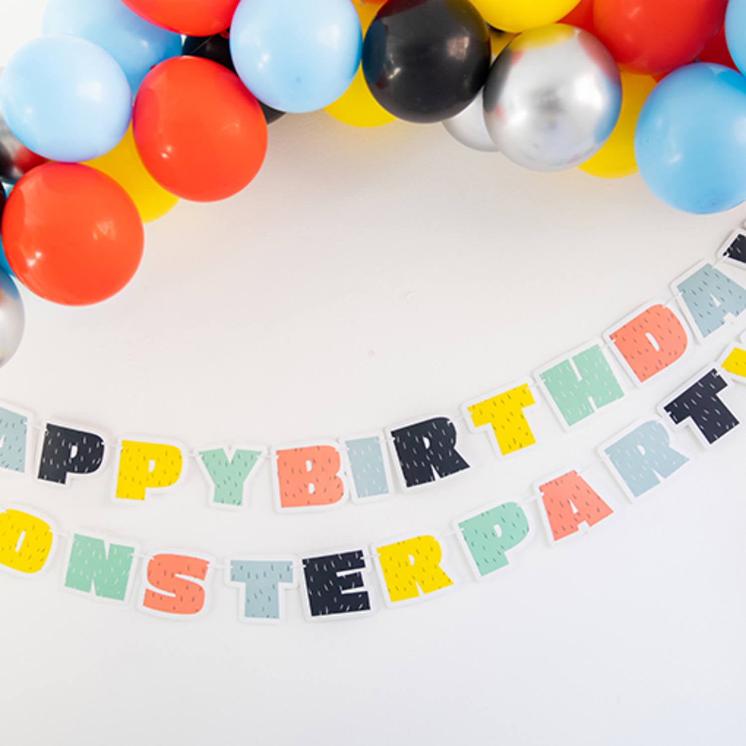 Close-Up of Monster Bash Garland with Spooky Letter Designs 