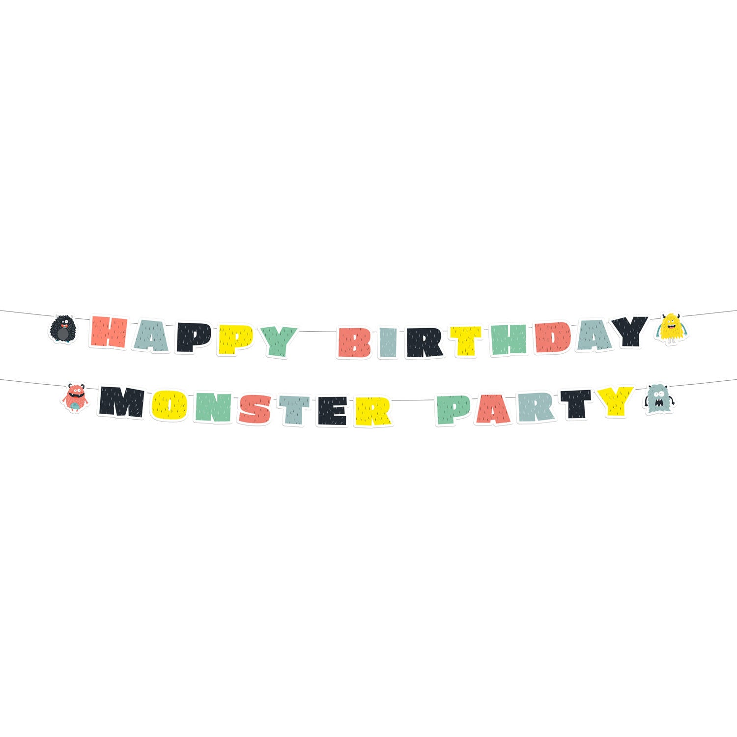 Monster Bash Letter Garlands, 14 x 150 cm, 2 Multicolour Garlands for Kids’ Parties  