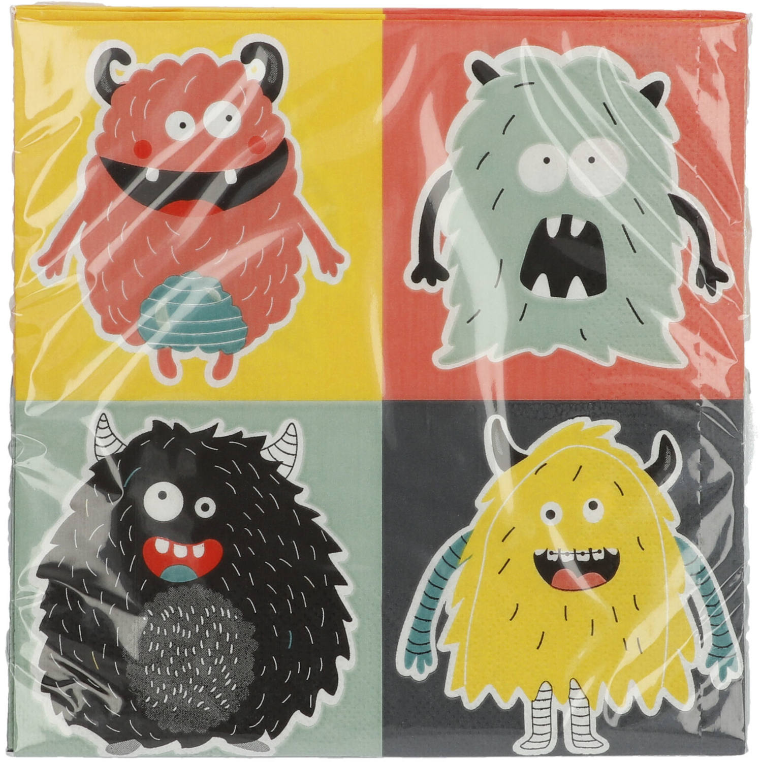 Monster Bash Napkins, 33 x 33 cm, 20 Multicolour Paper Napkins for Kids’ Parties