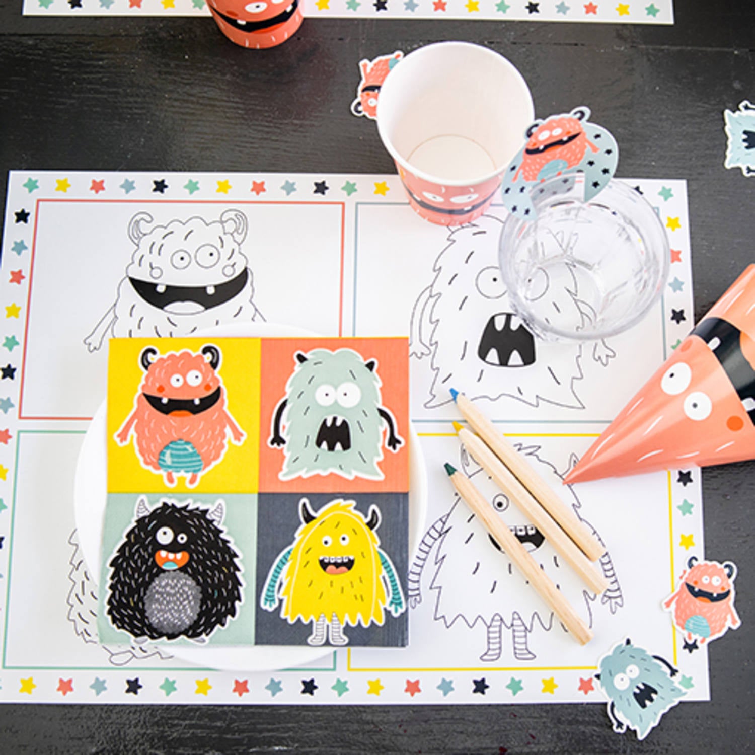 Monster Bash Napkins, 33 x 33 cm, 20 Multicolour Paper Napkins for Kids’ Parties