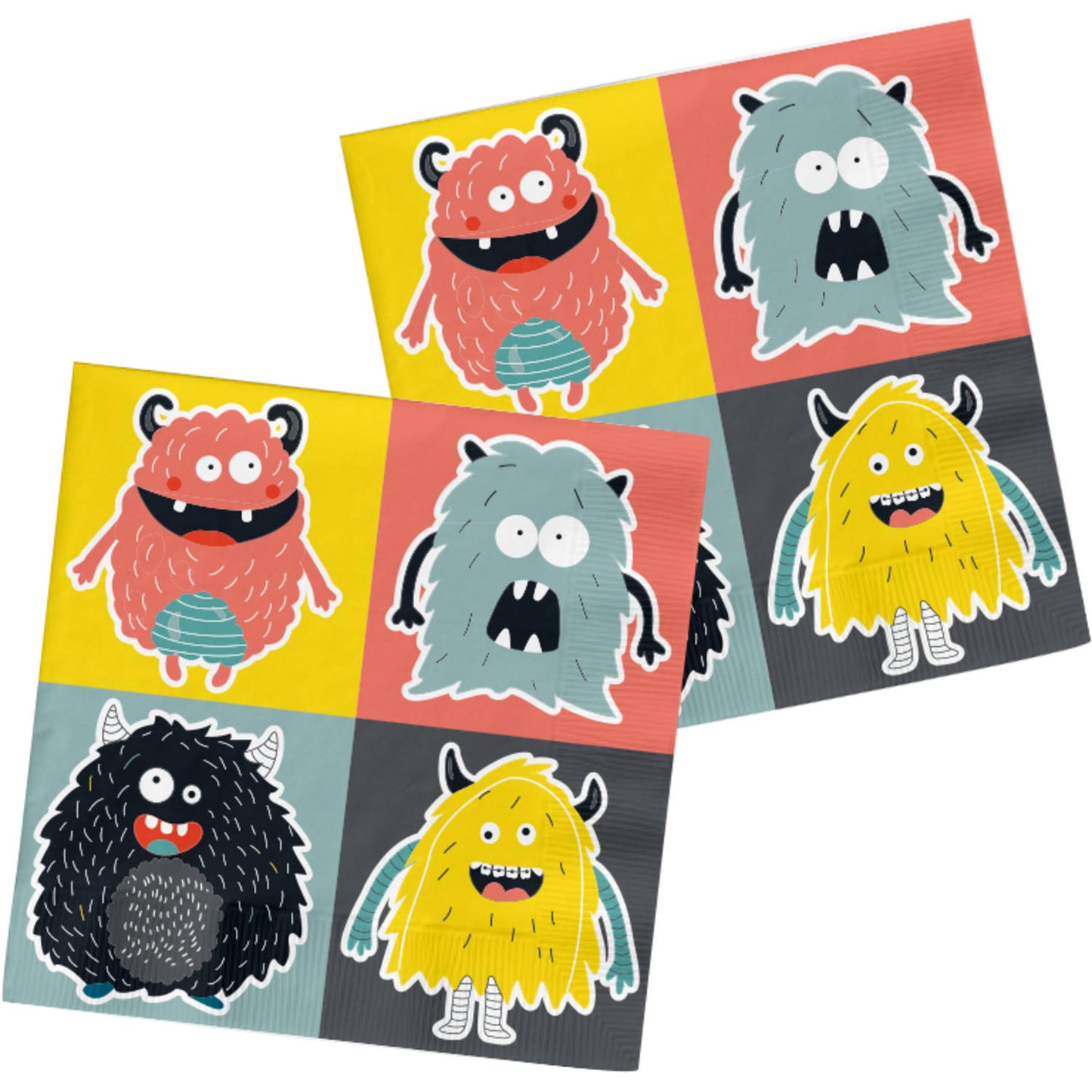 Monster Bash Napkins, 33 x 33 cm, 20 Multicolour Paper Napkins for Kids’ Parties