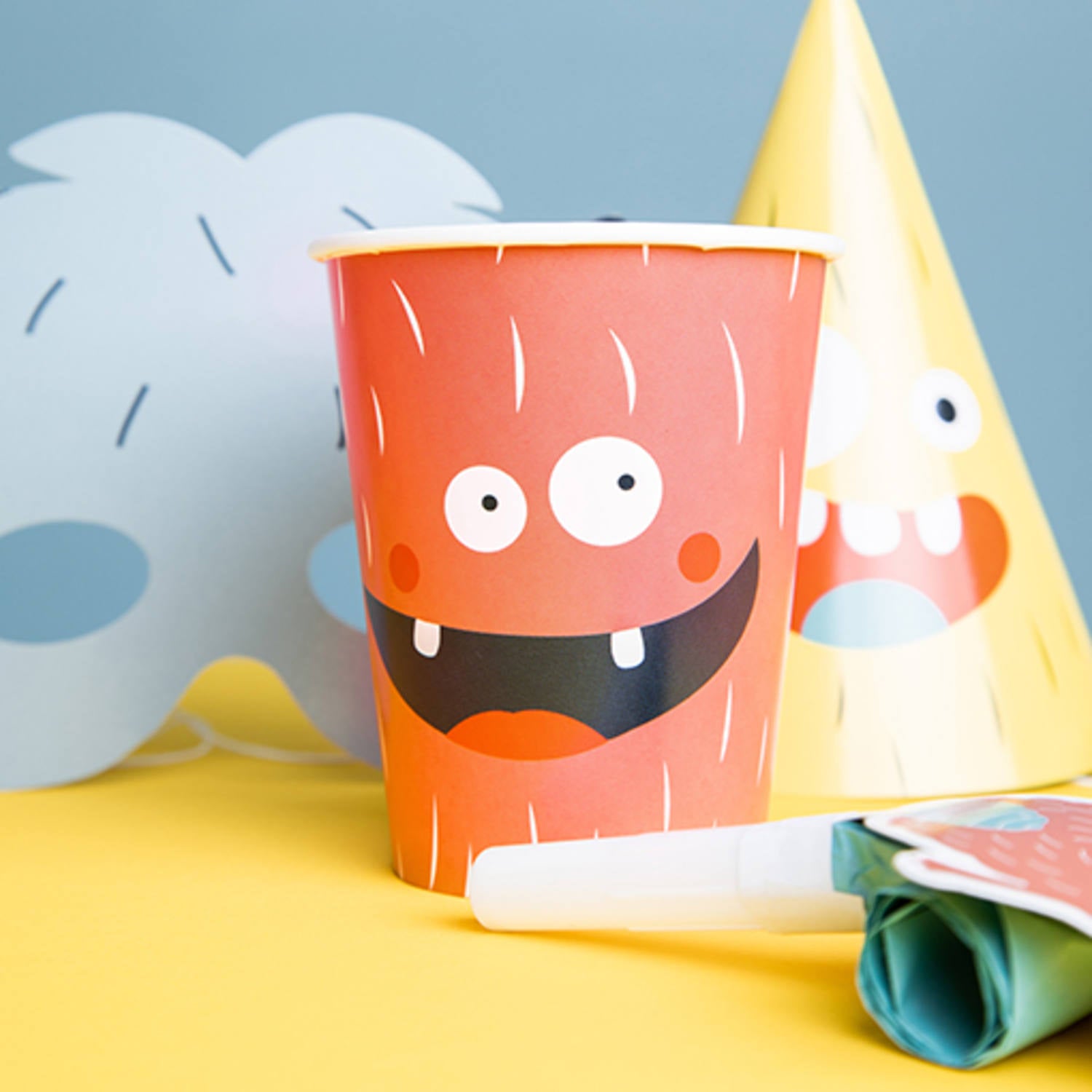 Close-Up of Monster Bash 250 ml Paper Cup with Ghoulish Design