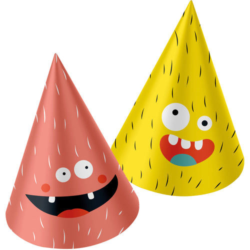 Monster Bash Paper Party Hats, 16.5 cm, 6 Multicolour Hats for Kids’ Events