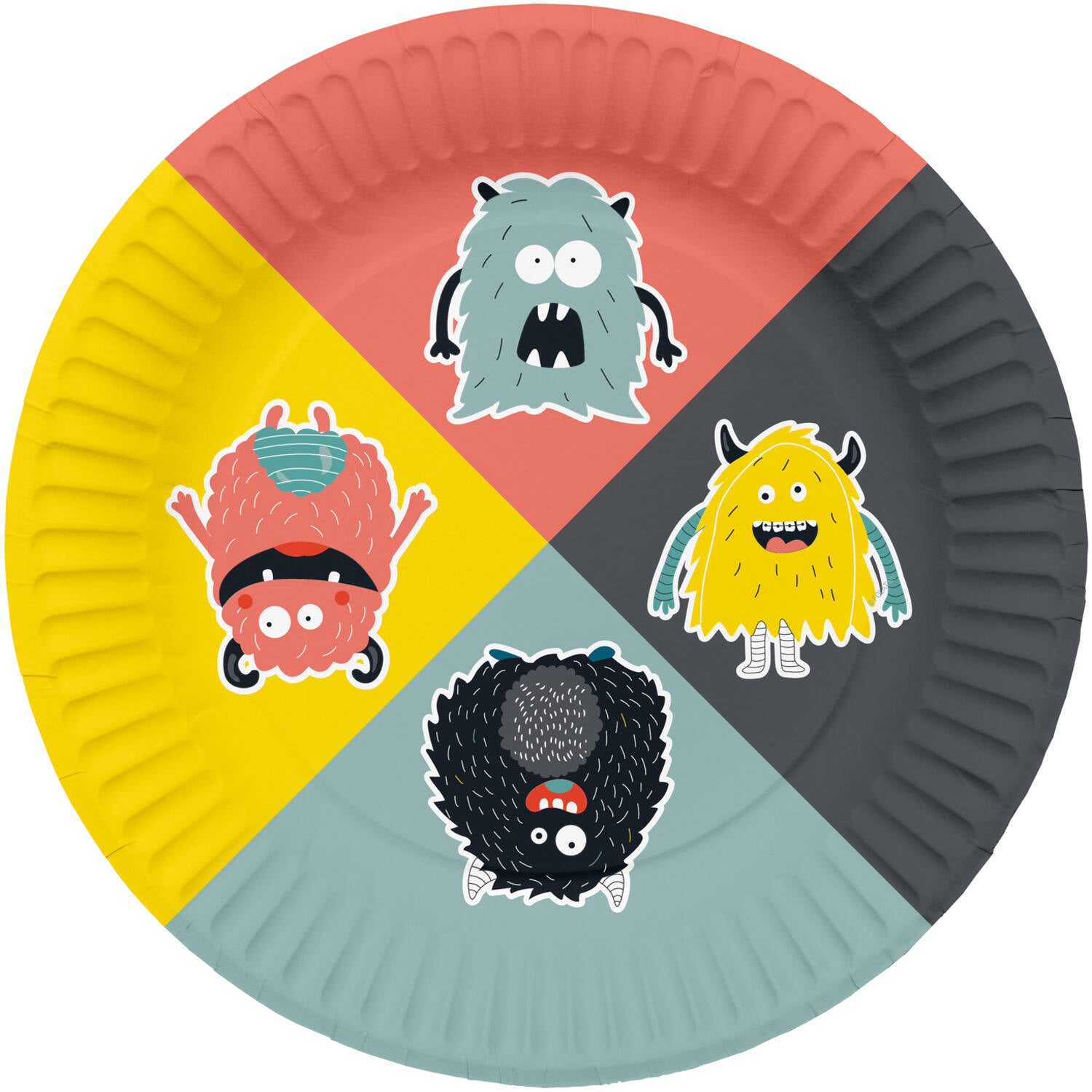 Anila's Monster Bash 23 cm Paper Plates with Spooky Monster Designs for Parties