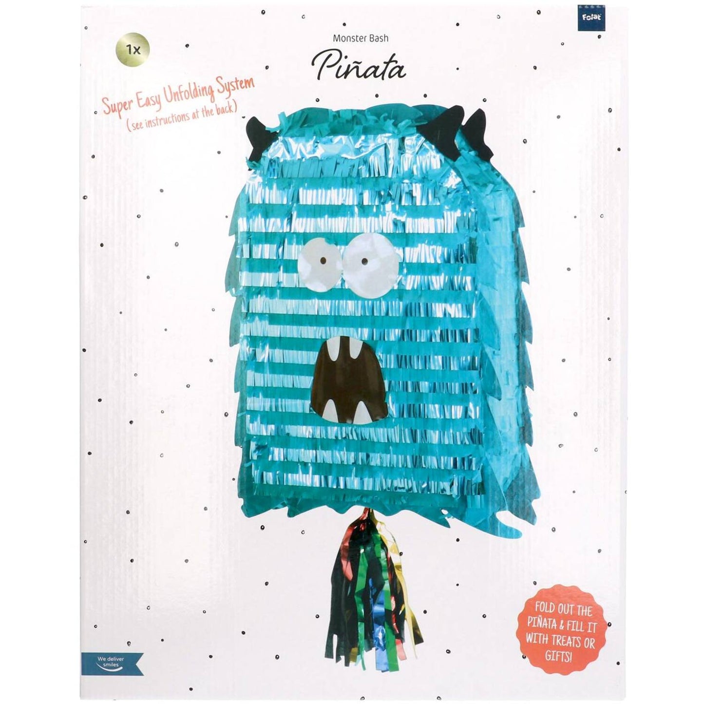 Unfolded Piñata Monster Bash 50x40cm cardboard ready for filling and hanging