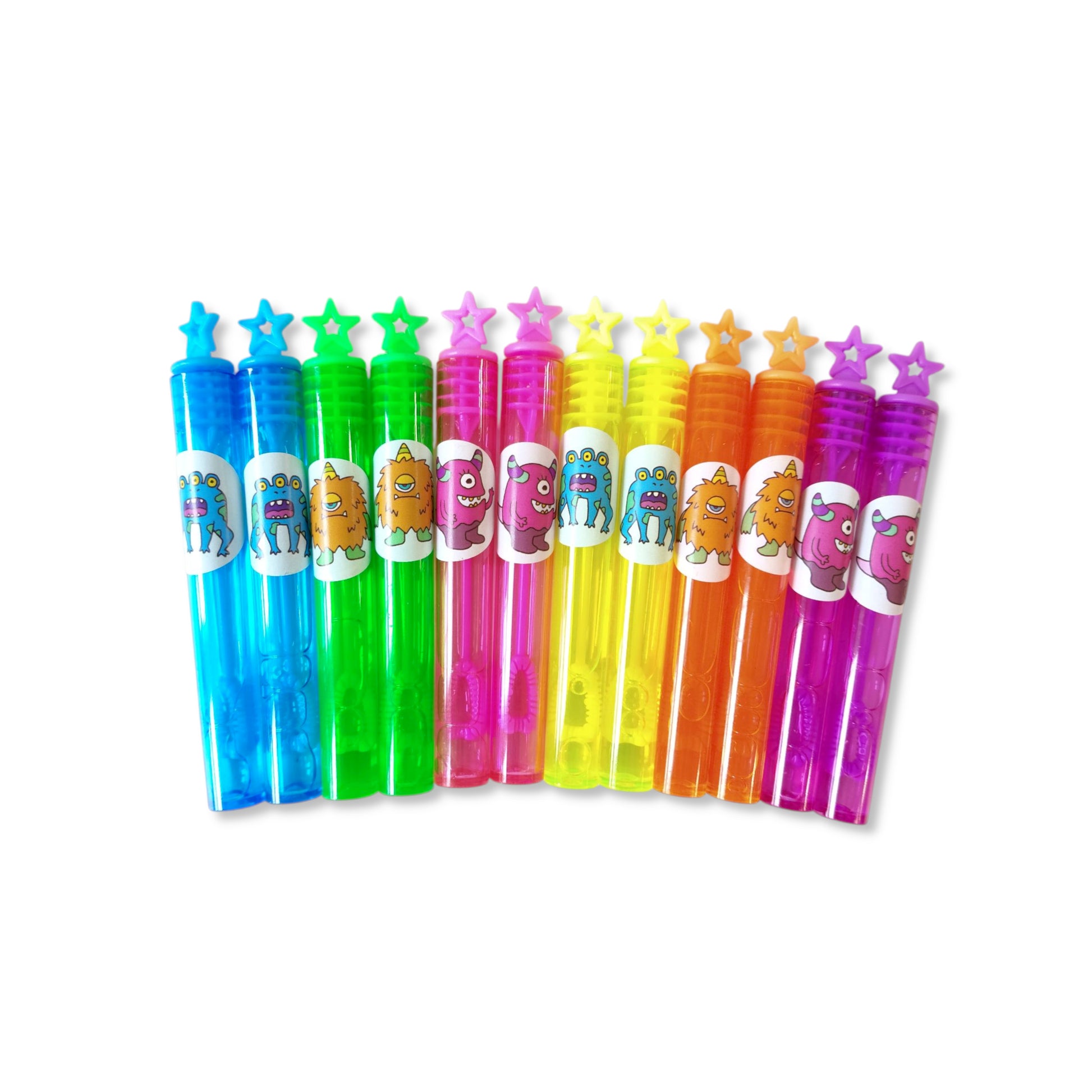 Monster Themed Neon Bubble Wands with Star Topper - Anilas UK