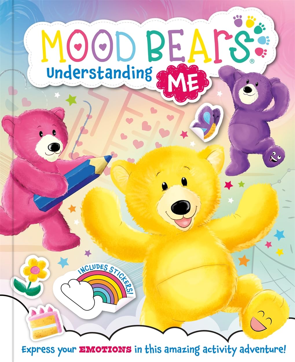 Mood Bears: Understanding Me Activity Book cover with vibrant Happy Bear and Sad Bear artwork for children 3+