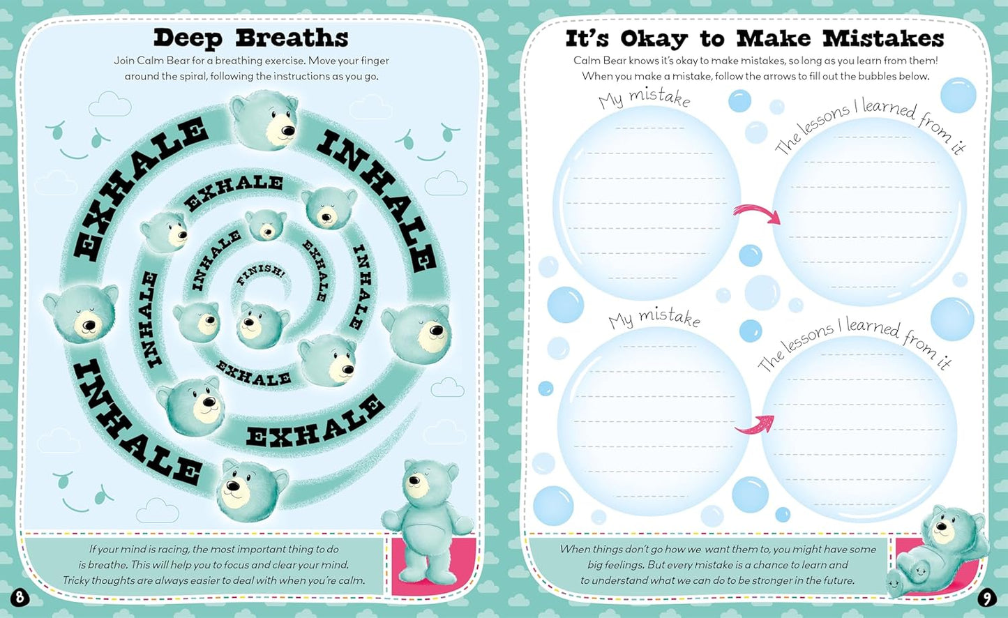 Mood Bears: Understanding Me Activity Book inner page with playful Mood Bears emotional activities for children 3+