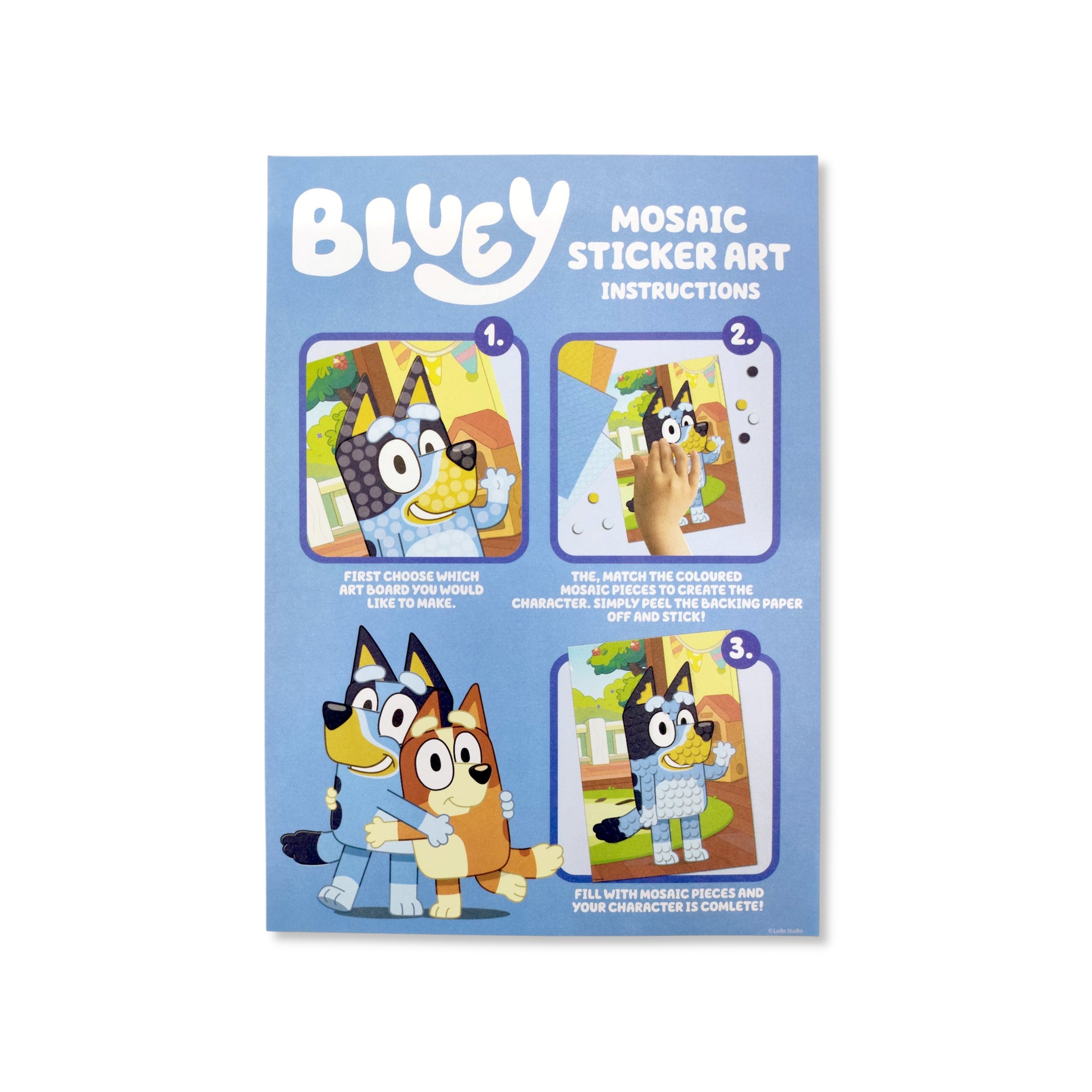 10 A6 sheets of mosaic foam tiles and instructions in Bluey Art Set
