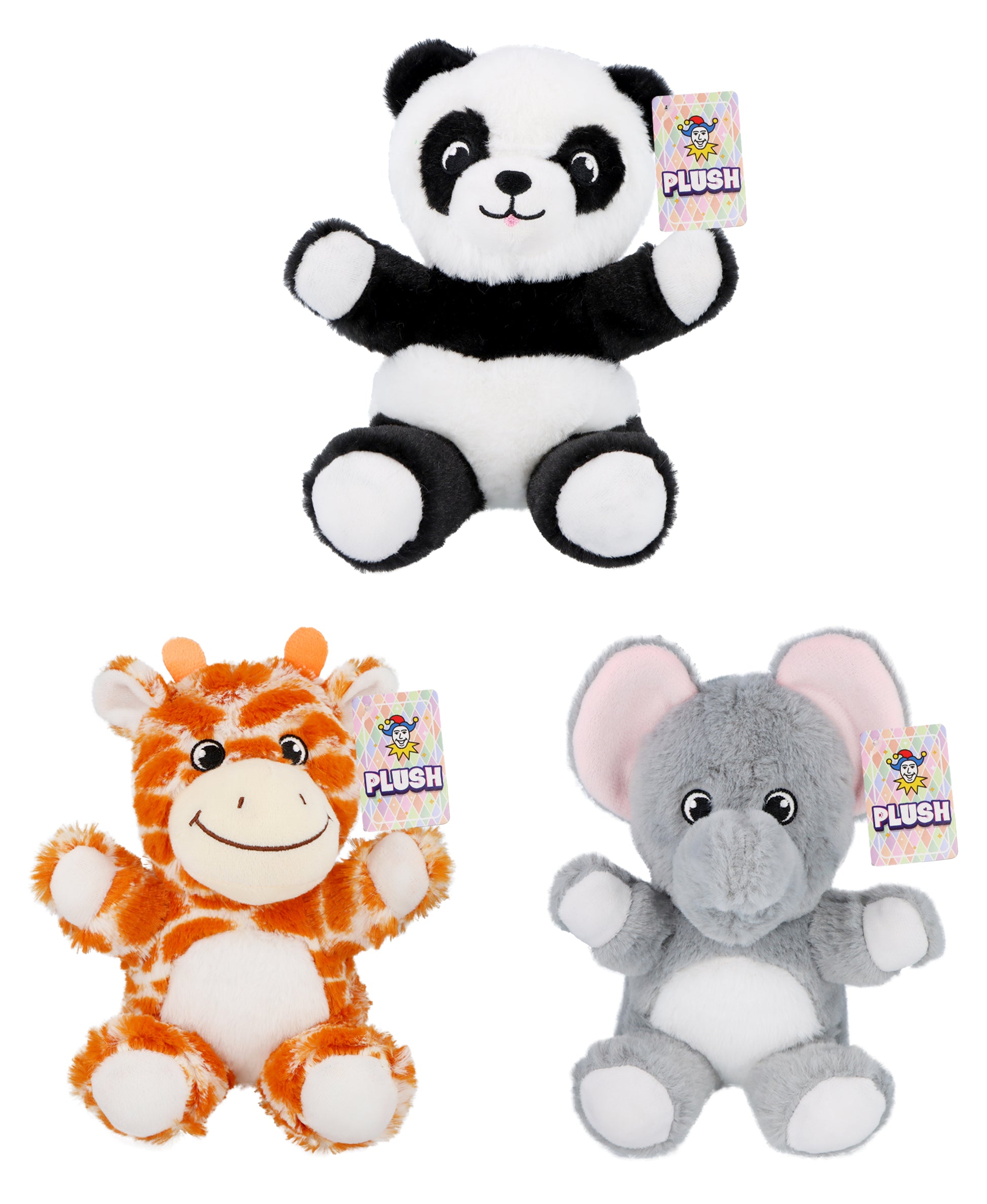 Multicolour Jungle Animal Plushies, 20 cm, 3 Designs for Kids’ Play