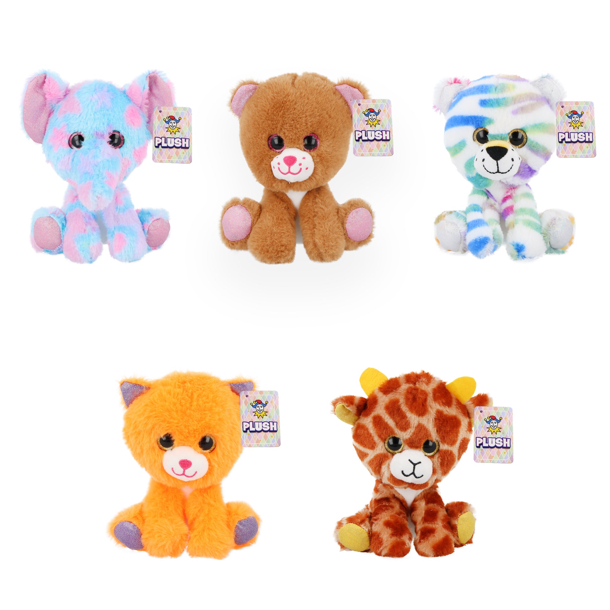 Multicolour Zoo Animal Plushies, 15 cm, 5 Designs for Kids’ Fun 