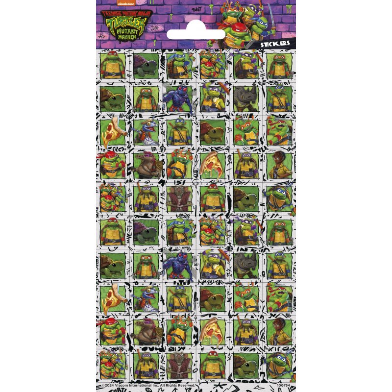 Mutant Ninja Turtles Mini Stickers Sheet 102 x 200mm with TMNT designs