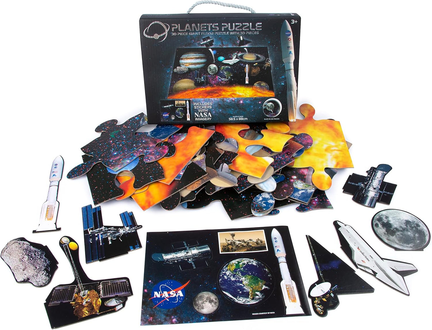 Completed NASA Giant 3D Floor Puzzle with 8 3D Planets for Kids 