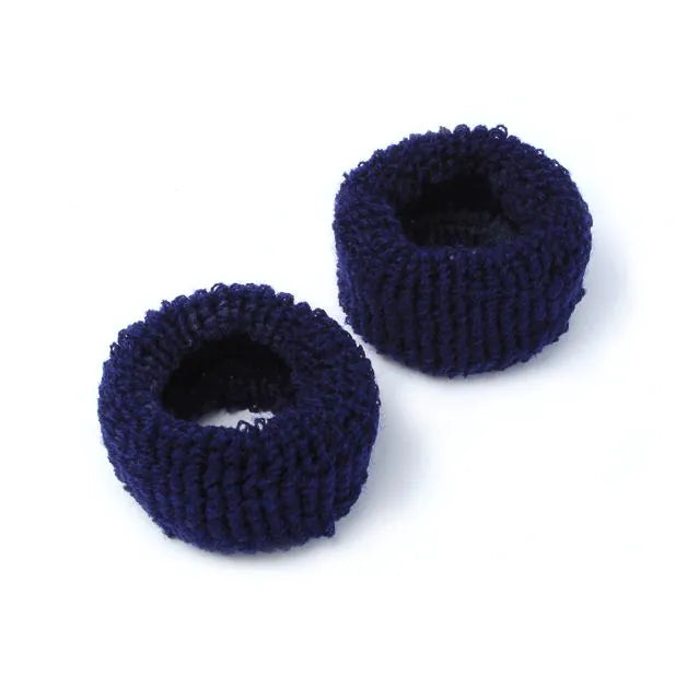 Navy Donut Hair Ties, 3 cm Thick, Set of 2, 5.5 cm Diameter
