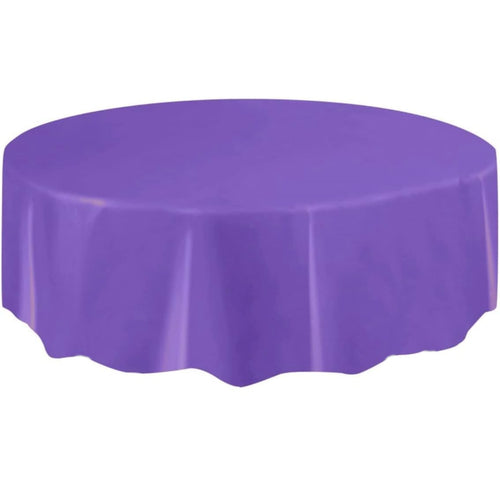 Neon Purple Plastic Round Party Table Cover 213cm for bold decor