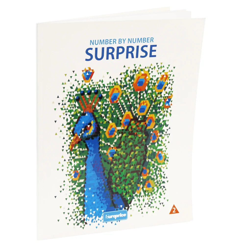 Number by Number Surprise 2 Colouring Book front cover with numbered outlines on cardboard, 48 pages 28x21x0.5cm for ages 4-6