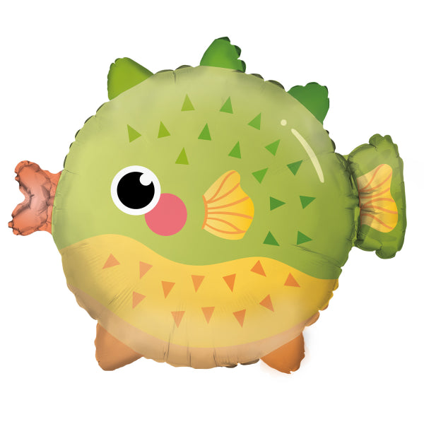 Ocean Buddies Pufferfish Foil Balloon, 48 x 41 cm, for under the sea kids’ parties