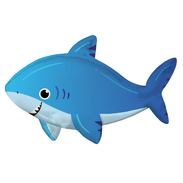 Ocean Buddies Shark Foil Balloon, 44 x 92 cm, for under the sea kids’ parties
