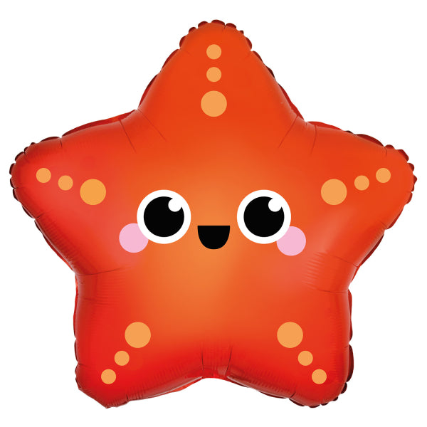Ocean Buddies Starfish Foil Balloon, 43 x 43 cm, for under the sea kids’ parties
