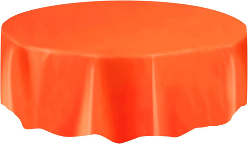 Orange Plastic Round Party Table Cover 213cm for vibrant decor