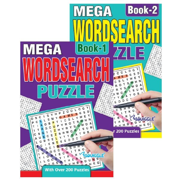 Mega Wordsearch A5 Puzzle  Book 1 or 2 - Anilas UK