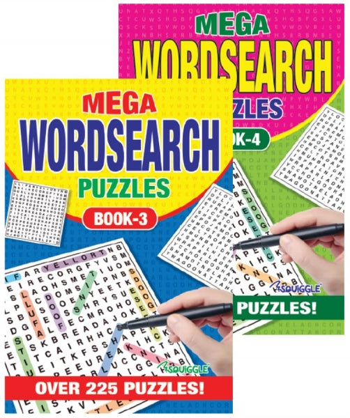 Mega Wordsearch A5 Puzzles Book 3 or 4 - Anilas UK
