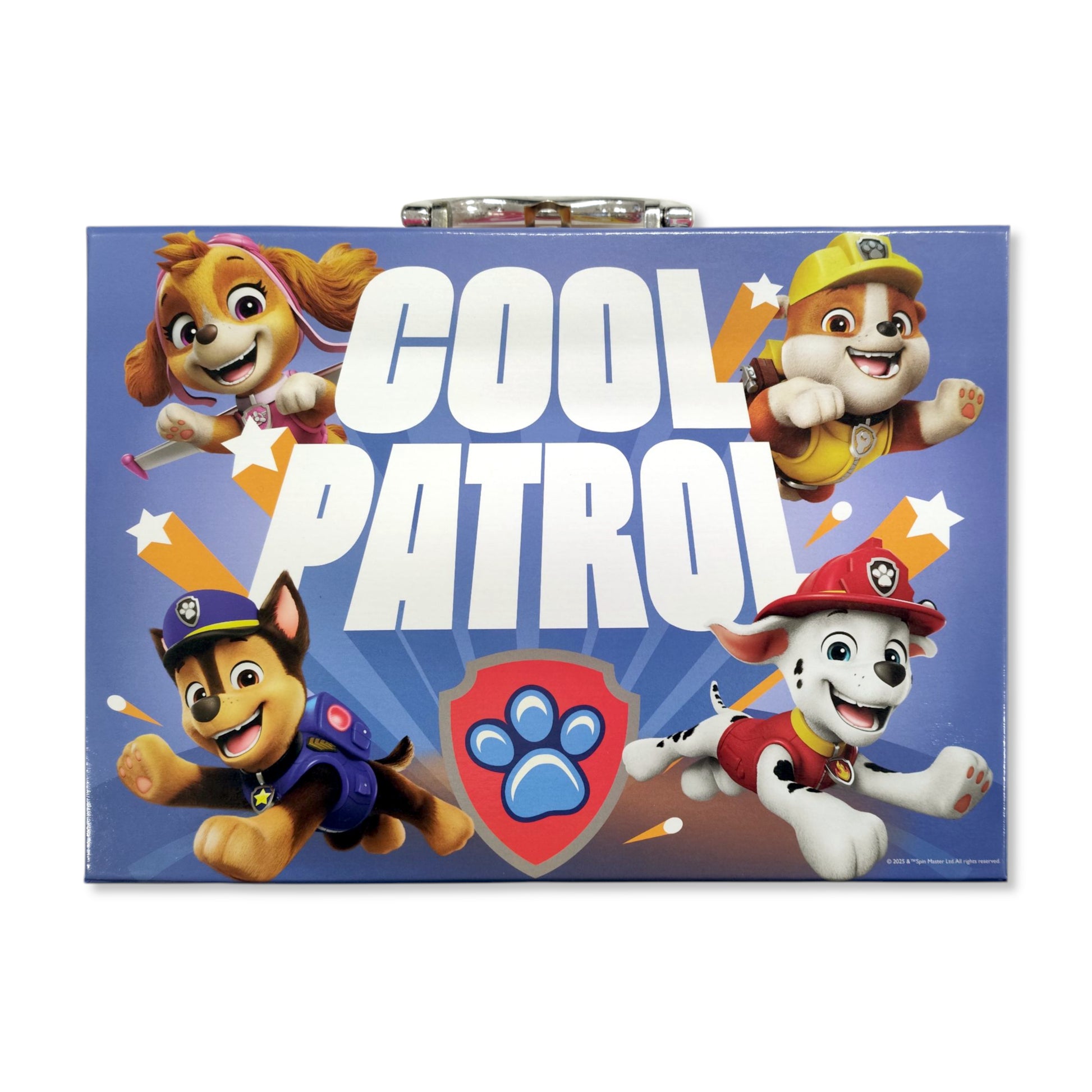 Paw Patrol Activity Set in Case front view with suitcase and pup designs
