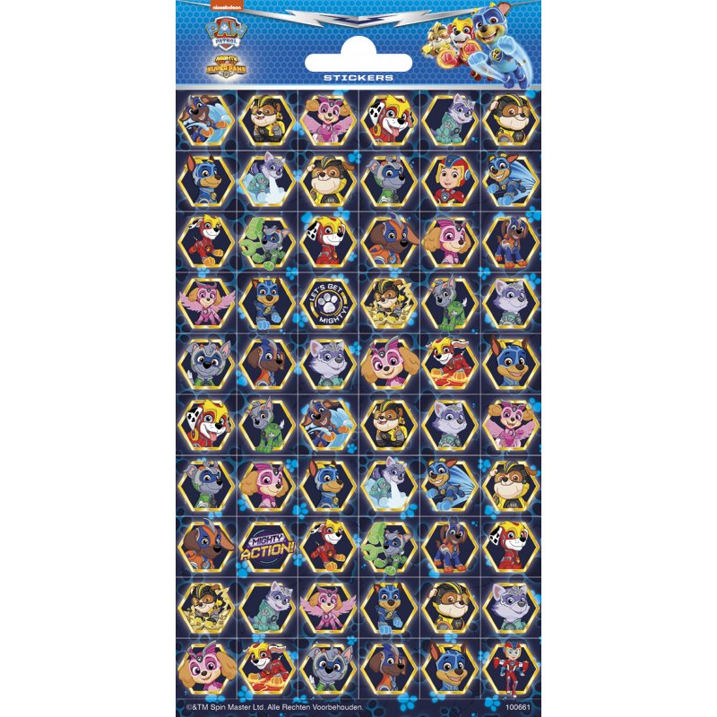 Paw Patrol Mini Stickers Sheet 102 x 200mm with pup designs