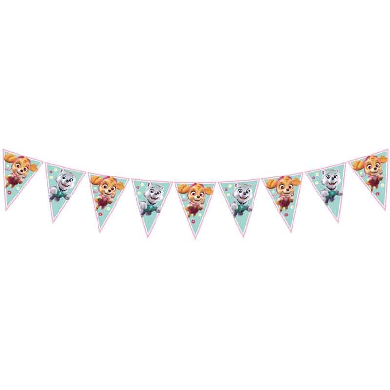 Paw Patrol Skye Triangle Flag Banner 2.3m with Skye and Everest designs