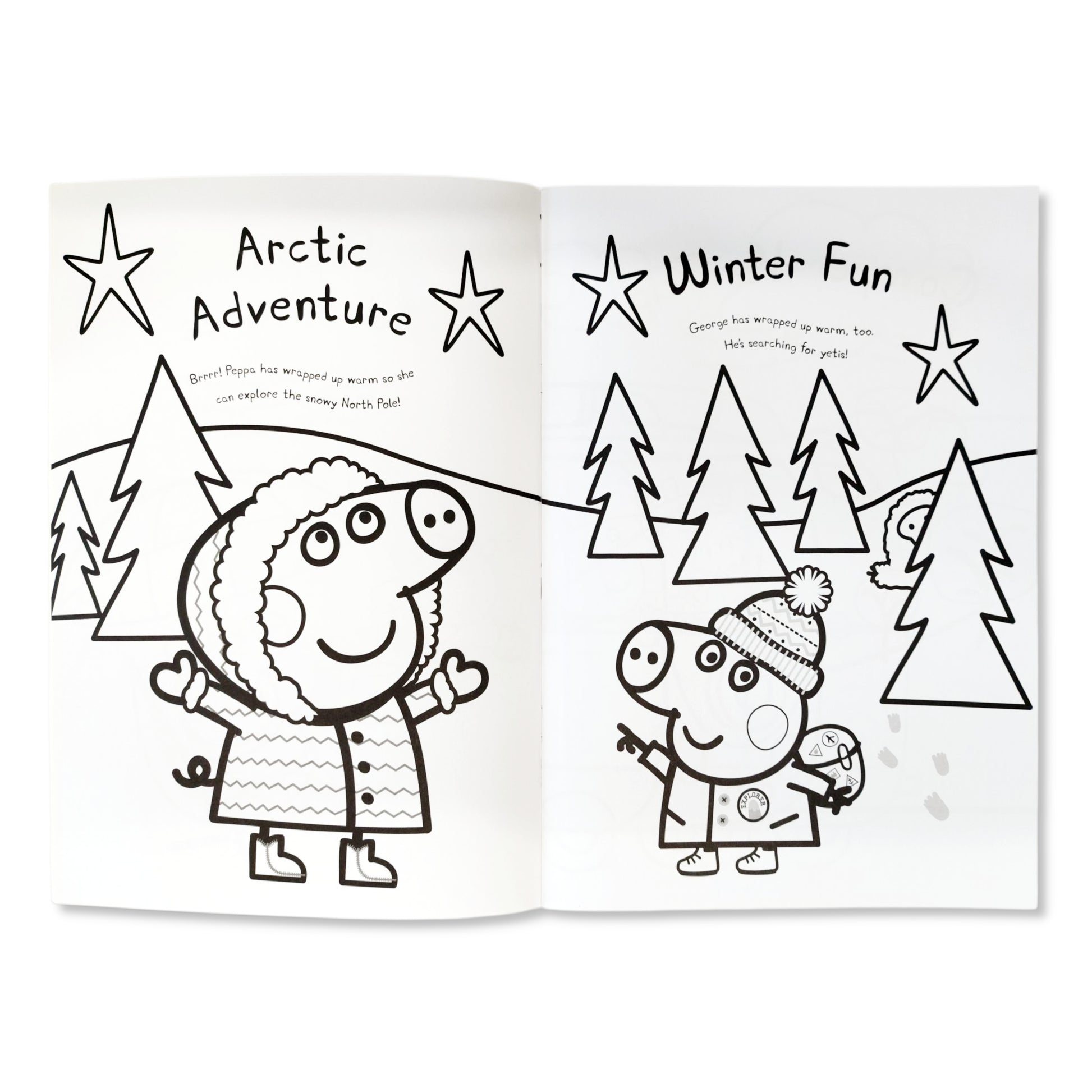 Inside view of Peppa Pig Colouring Book with 16 white paper pages for colouring