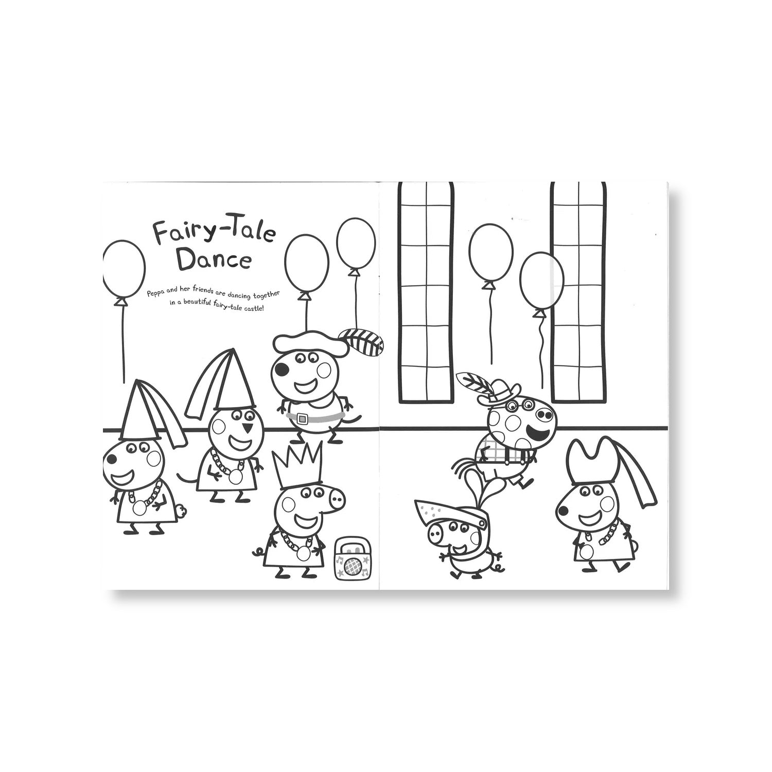 Inside view of Peppa Pig Colouring Book with 16 pages of twirling adventures