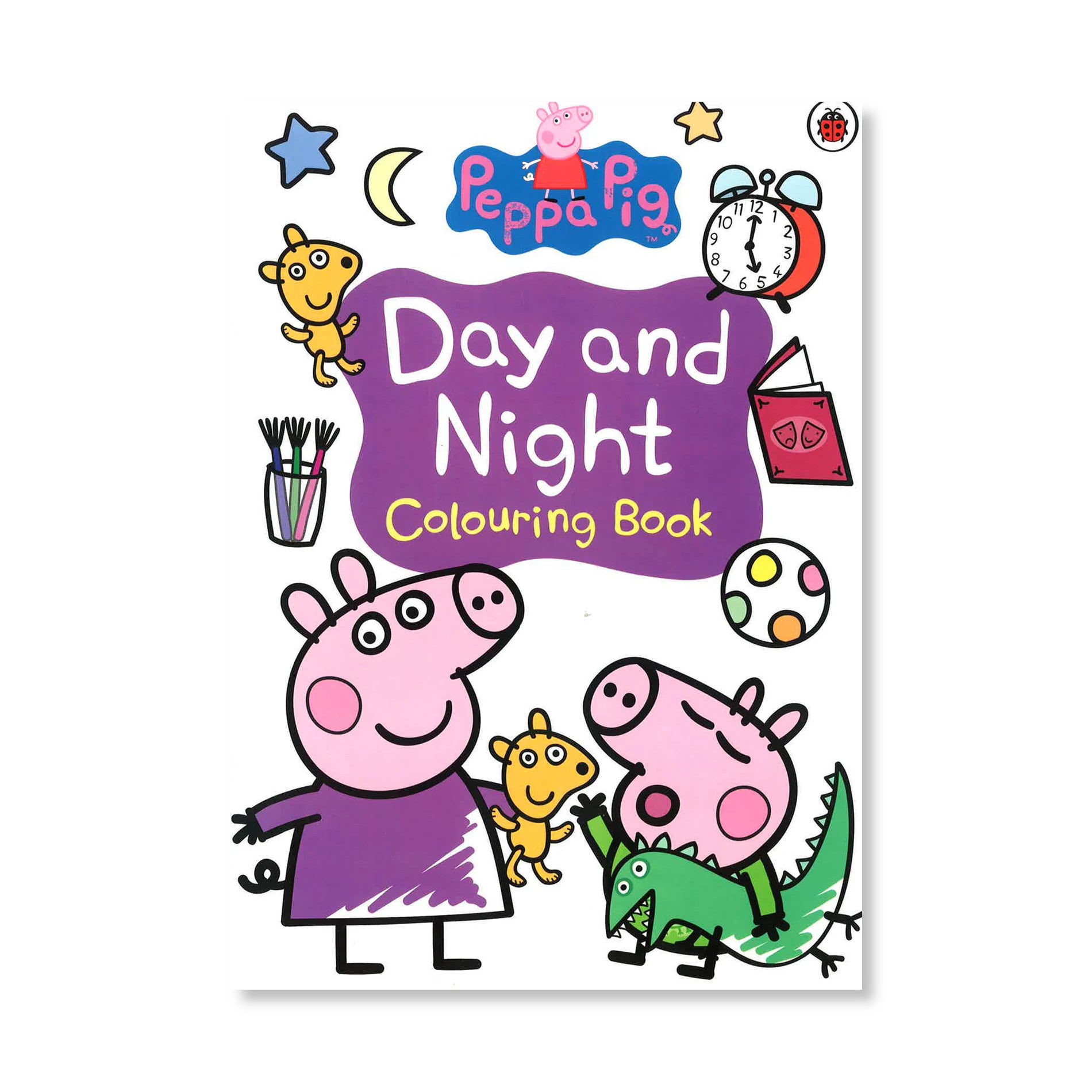 Peppa Pig Day And Night Colouring Book glossy cover with day and night adventures