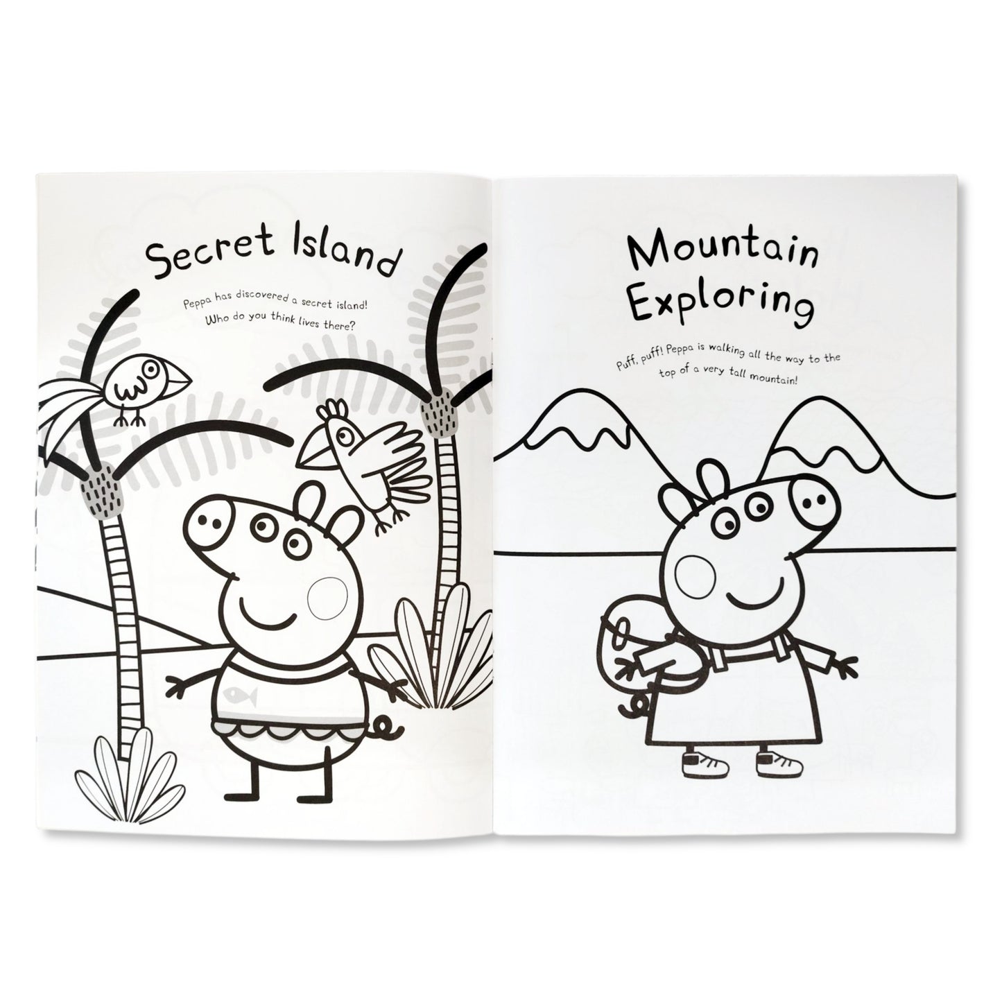 Detail of Peppa’s Adventures Colouring Book A4 pages with characters and friends