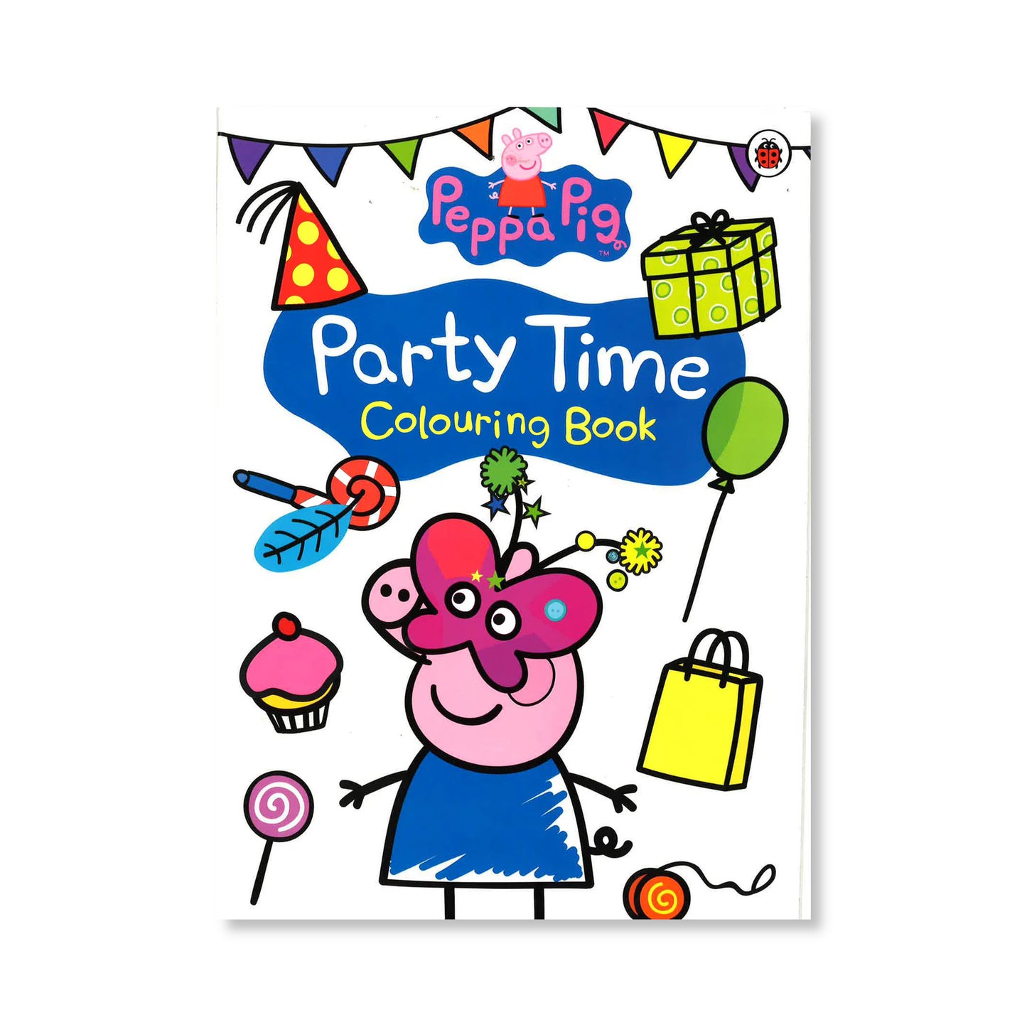Peppa Pig Party Time Colouring Book glossy cover with party games and friends